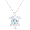 Thumbnail Image 1 of Oval-Cut Natural Aquamarine Turtle Necklace Sterling Silver 18&quot;