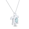 Thumbnail Image 2 of Oval-Cut Natural Aquamarine Turtle Necklace Sterling Silver 18&quot;