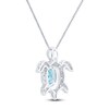 Thumbnail Image 3 of Oval-Cut Natural Aquamarine Turtle Necklace Sterling Silver 18&quot;