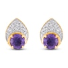 Thumbnail Image 2 of Natural Amethyst & Diamond Teardrop Stud Earrings 1/10 ct tw 10K Yellow Gold