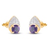 Thumbnail Image 3 of Natural Amethyst & Diamond Teardrop Stud Earrings 1/10 ct tw 10K Yellow Gold