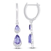 Thumbnail Image 1 of Pear-Shaped Natural Amethyst & Diamond Dangle Hoop Earrings 1/20 ct tw 10K White Gold