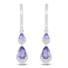 Thumbnail Image 2 of Pear-Shaped Natural Amethyst & Diamond Dangle Hoop Earrings 1/20 ct tw 10K White Gold