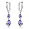 Thumbnail Image 3 of Pear-Shaped Natural Amethyst & Diamond Dangle Hoop Earrings 1/20 ct tw 10K White Gold