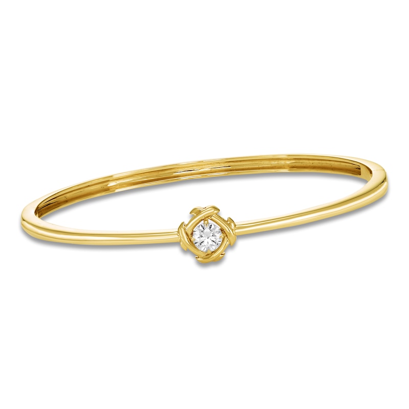 Main Image 1 of Unspoken Diamond Solitaire Bangle Bracelet 1/2 ct tw 14K Yellow Gold 7.25&quot; (I1/I)