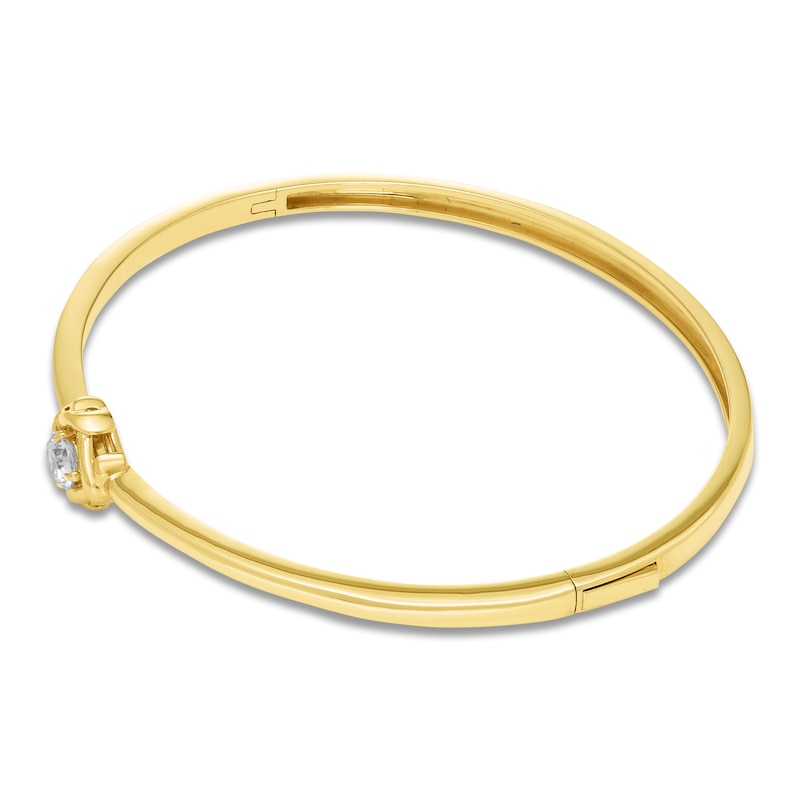 Main Image 2 of Unspoken Diamond Solitaire Bangle Bracelet 1/2 ct tw 14K Yellow Gold 7.25&quot; (I1/I)