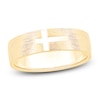 Thumbnail Image 1 of Men's Cross Center Brushed Wedding Band 14K Yellow Gold 6mm