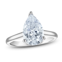 Pear-Shaped Lab-Created Diamond Solitaire Plus Engagement Ring 2-1/2 ct tw Platinum (VS2/F)