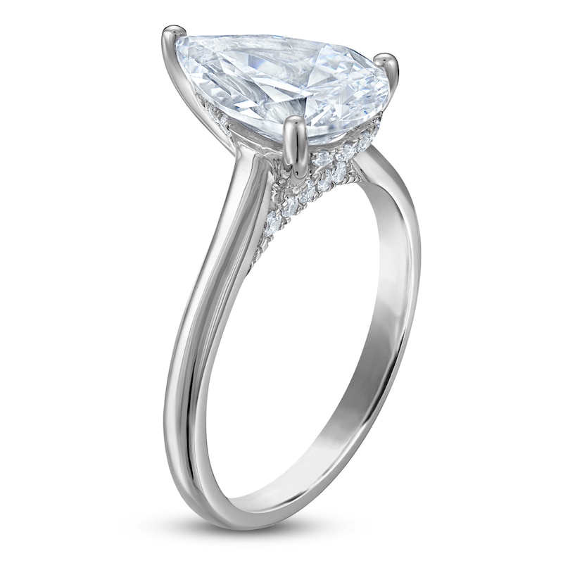 Main Image 2 of Pear-Shaped Lab-Created Diamond Solitaire Plus Engagement Ring 2-1/2 ct tw Platinum (VS2/F)