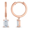 Thumbnail Image 1 of Emerald-Cut Lab-Created Diamond Solitaire Dangle Hoop Earrings 1 ct tw 14K Rose Gold (SI2/F)