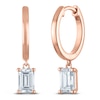 Thumbnail Image 2 of Emerald-Cut Lab-Created Diamond Solitaire Dangle Hoop Earrings 1 ct tw 14K Rose Gold (SI2/F)