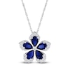 Thumbnail Image 1 of Pear-Shaped Blue Lab-Created Sapphire & White Lab-Created Sapphire Flower Necklace Sterling Silver 18&quot;