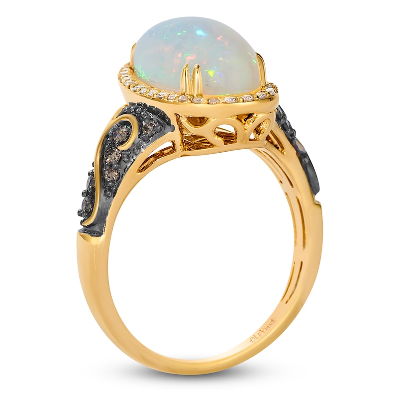 Main Image 2 of Le Vian Silhouette Elongated Pear-Shaped Natural Opal Ring 1/3 ct tw Diamonds 14K Honey Gold