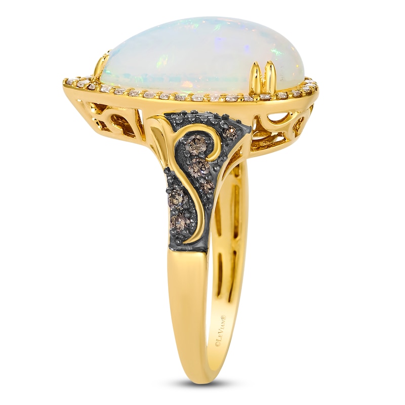 Main Image 3 of Le Vian Silhouette Elongated Pear-Shaped Natural Opal Ring 1/3 ct tw Diamonds 14K Honey Gold