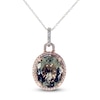 Thumbnail Image 1 of Jared Atelier Oval-Cut Natural Green Quartz & Certified Diamond Halo Necklace 3/4 ct tw 14K Two-Tone Gold 19&quot;