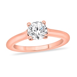 Diamond Solitaire Ring 1 ct tw Round-cut 14K Rose Gold (I2/I)