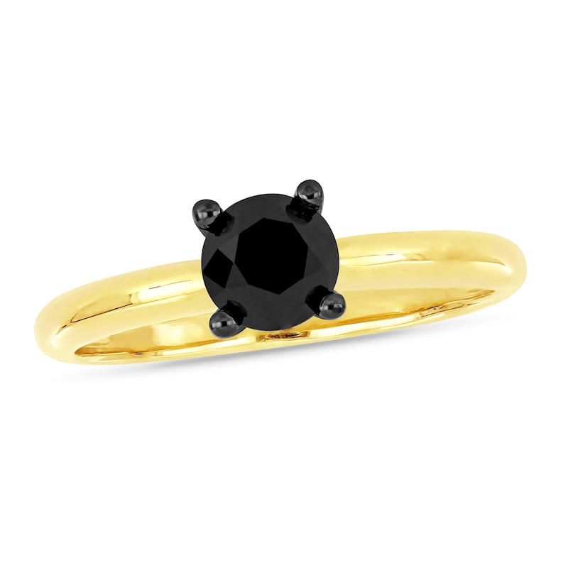 Black Diamond Solitaire Engagement Ring 1 ct tw Round-cut 14K Yellow Gold