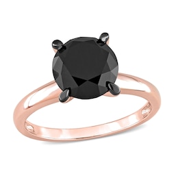 Black Diamond Solitaire Engagement Ring 3 ct tw Round-cut 14K Rose Gold