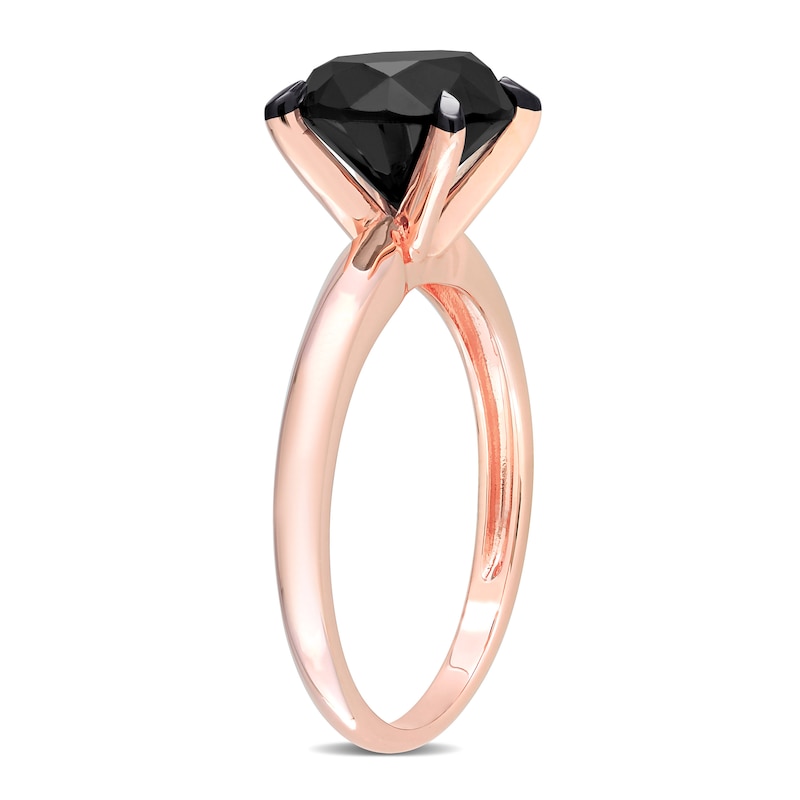 Black Diamond Solitaire Engagement Ring 3 ct tw Round-cut 14K Rose Gold