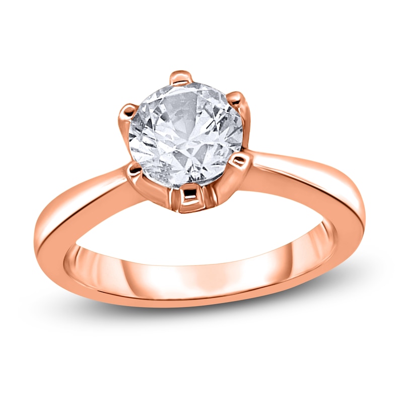 Main Image 1 of Diamond Solitaire Ring 1 ct tw Round 14K Rose Gold (I2/I)