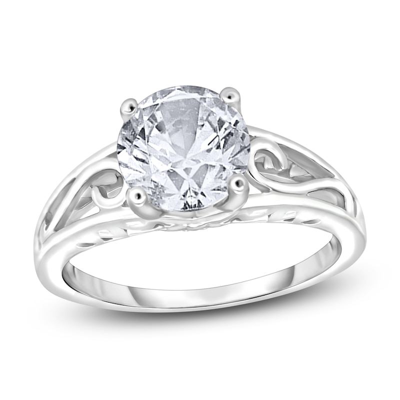 Main Image 1 of Diamond Solitaire Scroll Engagement Ring 3/4 ct tw Round 14K White Gold (I2/I)