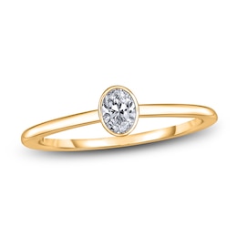 Diamond Solitaire Engagement Ring 1/4 ct tw Bezel-Set Oval 14K Yellow Gold (I2/I)