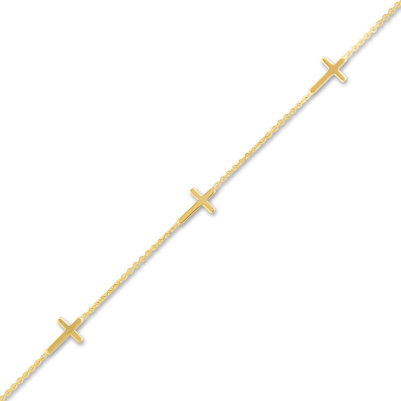 Main Image 2 of 5 Cross Station Bracelet 14K Yellow Gold 7.25&quot;