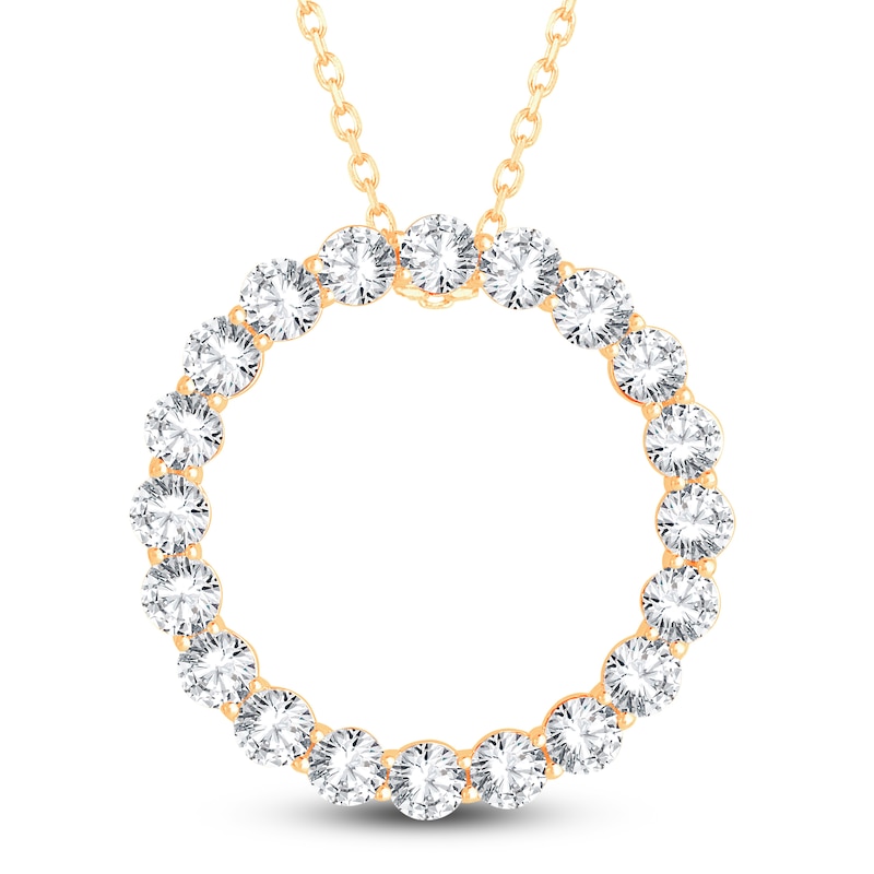 Main Image 1 of Diamond Circle Pendant Necklace 5 ct tw Round 14K Yellow Gold 18&quot;