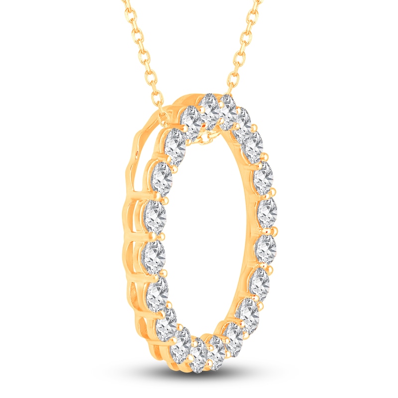 Main Image 2 of Diamond Circle Pendant Necklace 5 ct tw Round 14K Yellow Gold 18&quot;