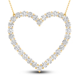 Lab-Created Diamond Heart Pendant Necklace 3 ct tw Round 14K Yellow Gold
