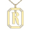 Thumbnail Image 1 of Diamond Engravable Pendant Necklace 1/8 ct tw Round Yellow-Gold-Plated Sterling Silver