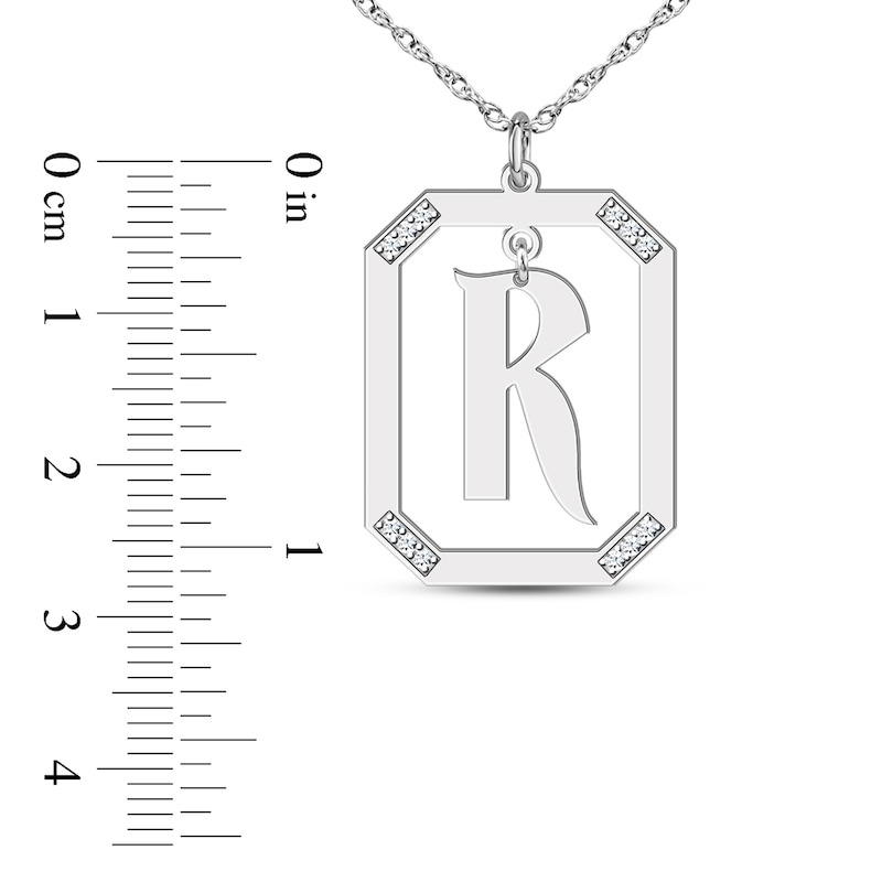 Main Image 2 of Diamond Engravable Pendant Necklace 1/8 ct tw Round Yellow-Gold-Plated Sterling Silver