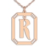 Thumbnail Image 1 of Diamond Initial Pendant Necklace 1/8 ct tw Round 14K Rose Gold 18&quot;