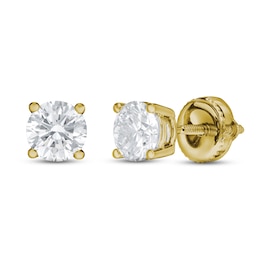 Lab-Created Diamond Solitaire Stud Earrings 3/4 ct tw Round 14K Yellow Gold (SI2/F)