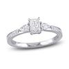 Thumbnail Image 1 of Diamond 3-Stone Engagement Ring 5/8 ct tw Radiant/Pear/ Round 14K White Gold