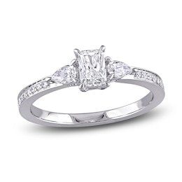 Diamond 3-Stone Engagement Ring 5/8 ct tw Radiant/Pear/ Round 14K White Gold