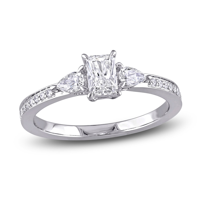 Main Image 1 of Diamond 3-Stone Engagement Ring 5/8 ct tw Radiant/Pear/ Round 14K White Gold