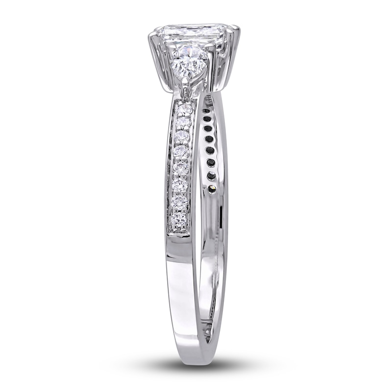 Main Image 2 of Diamond 3-Stone Engagement Ring 5/8 ct tw Radiant/Pear/ Round 14K White Gold