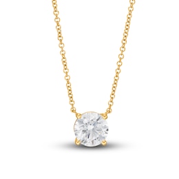 Lab-Created Diamond Solitaire Necklace 1-1/2 ct tw Round 14K Yellow Gold 19&quot; (SI2/F)