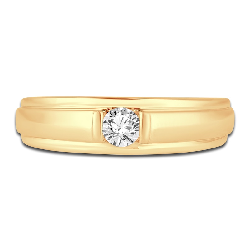 Main Image 3 of Men's Diamond Wedding Band 1/4 ct tw Round 14K Yellow Gold (I/I1)