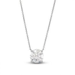 Lab-Created Diamond Solitaire Necklace 5 ct tw Round 14K White Gold 19&quot; (SI2/F)