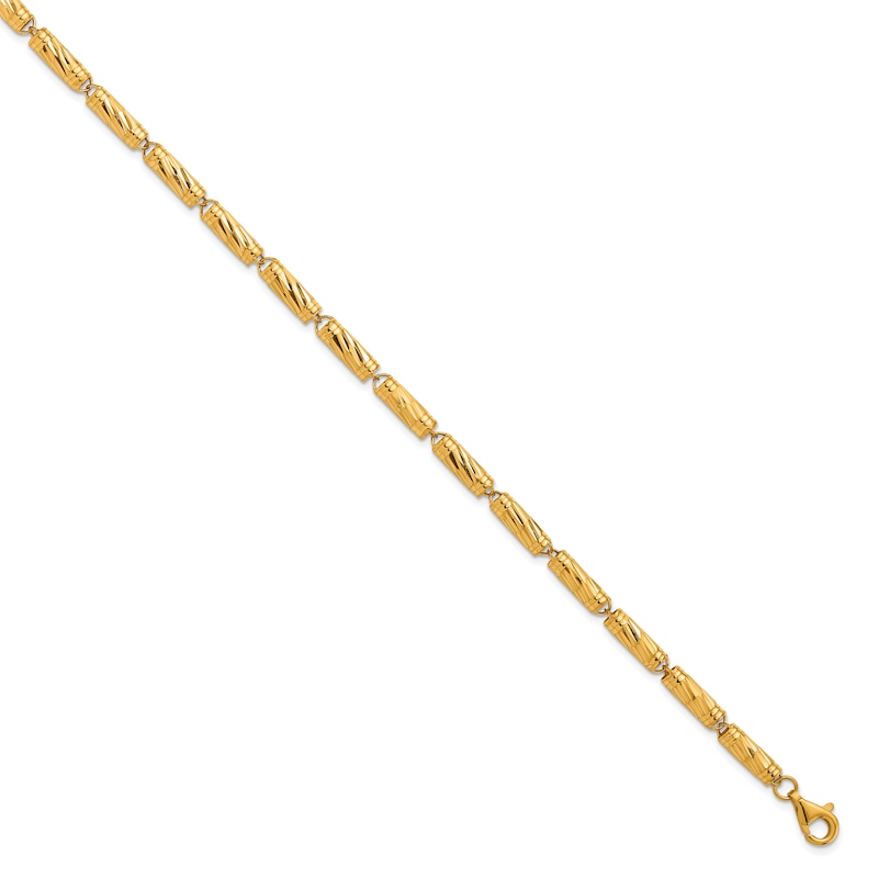 Main Image 2 of High-Polish Bamboo Chain Necklace 24K Yellow Gold 18&quot; 4.0mm