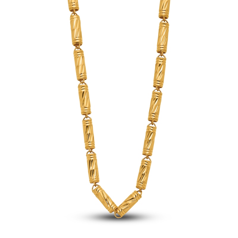 Main Image 3 of High-Polish Bamboo Chain Necklace 24K Yellow Gold 18&quot; 4.0mm