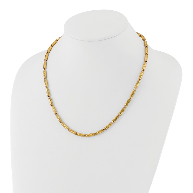 Main Image 4 of High-Polish Bamboo Chain Necklace 24K Yellow Gold 18&quot; 4.0mm