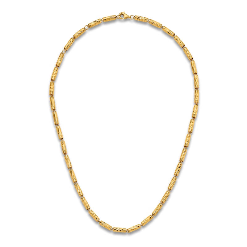 Main Image 5 of High-Polish Bamboo Chain Necklace 24K Yellow Gold 18&quot; 4.0mm