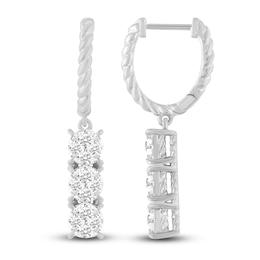 Diamond Huggie/Dangle Earrings 1 ct tw 14K White Gold