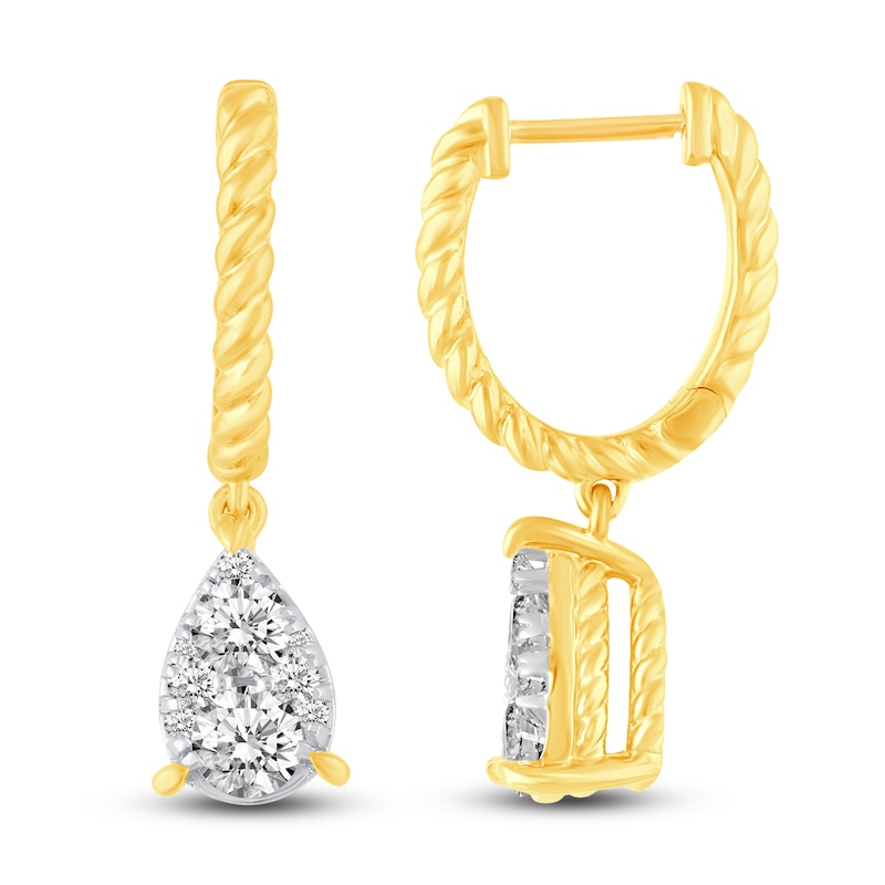 Main Image 1 of Diamond Huggie Dangle Earrings 1 ct tw 14K Yellow Gold