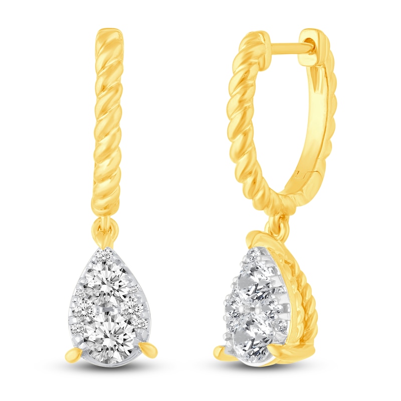 Main Image 2 of Diamond Huggie Dangle Earrings 1 ct tw 14K Yellow Gold