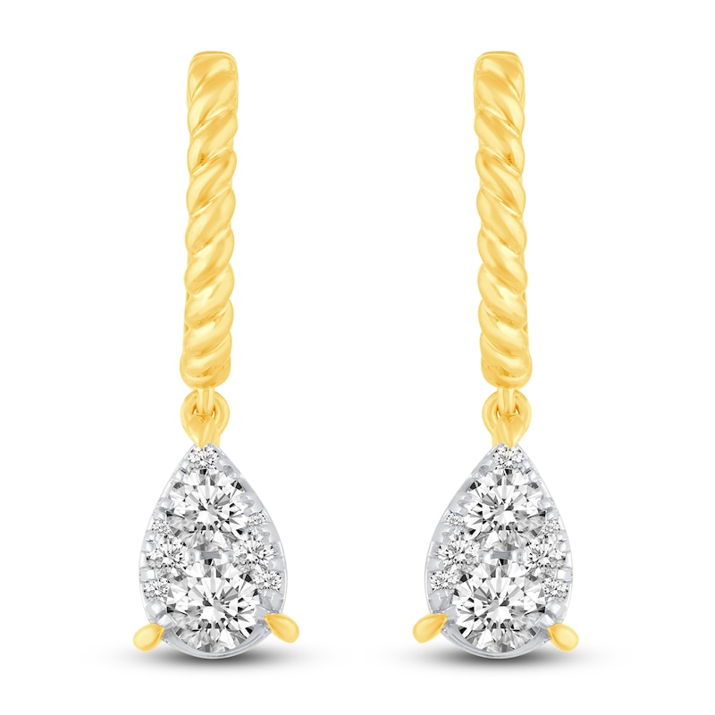 Main Image 3 of Diamond Huggie Dangle Earrings 1 ct tw 14K Yellow Gold