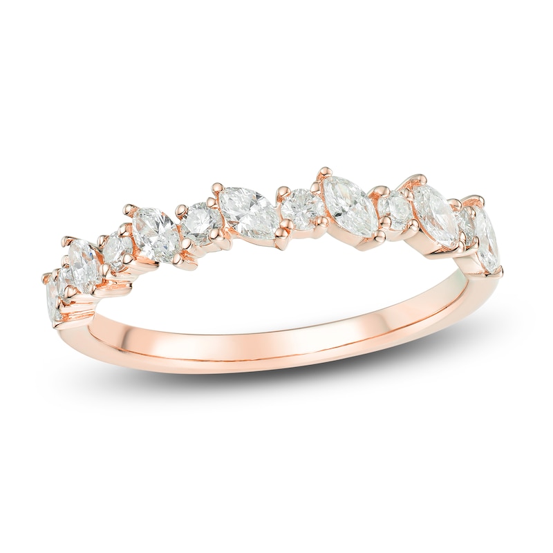 Marquise & Round-Cut Diamond Anniversary Band / ct tw 14K Rose Gold